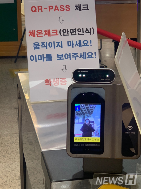 안면인식을 통해 체온을 측정한 후 입장이 가능하다 ⓒ 백남학술정보관 블로그