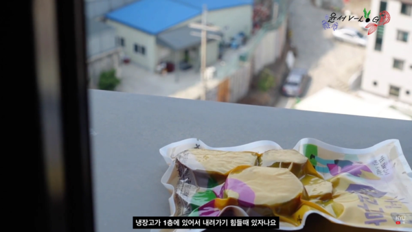 창틀을 냉장고로 활용하는 팁을 설명하고 있다.