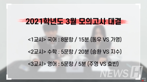 ▲ 사랑한대 6명은 3월 모의고사를 직접 풀고 총평을 내렸다 (ⓒ한양대 공식 유튜브 캡처)