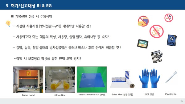 ▲ 이현영 직원이 제작한  「교육시설(대학)의 RI & RG 및 방사선안전관리」 영상