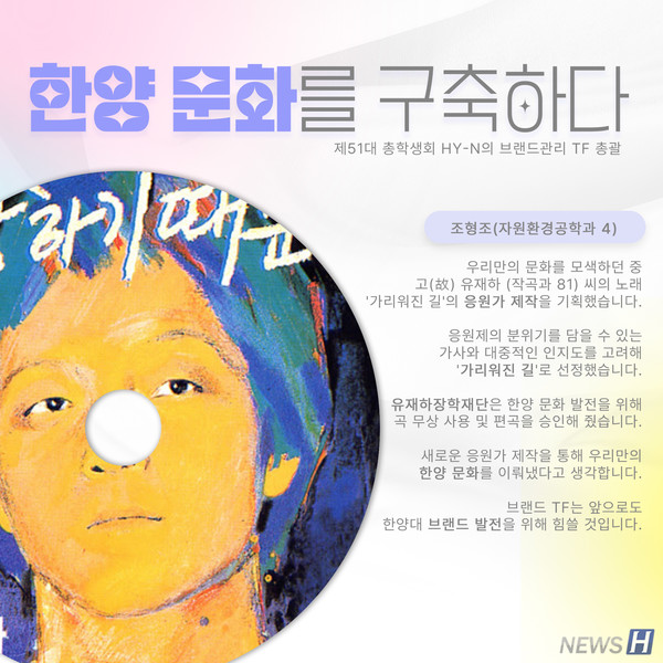 [카드뉴스] 한양대의 새로운 공식 응원가 '가리워진 길'의 제작 현장 속으로!