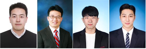 [Photo 1] A joint research team at Hanyang University. (from left) Professor Lee Joon-seok, Professor Lee Dong-yun (Correponding author), PhD Kang Dong-kyu, and Dr. Kim Hyung-sik (the co-first author)
