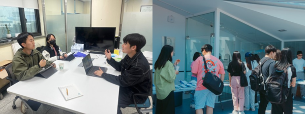 나눔 서포터즈 기자단들은 매주 기획 회의를 진행하고(좌) 나눔 서포터즈의 행사에 함께 참여한다.(우)