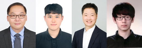 [사진자료2] (왼쪽부터) 토르 토토 유기나노공학과 위정재 교수, 조웅비 석박통합과정생, 한태희 교수, 강동준 박사과정생