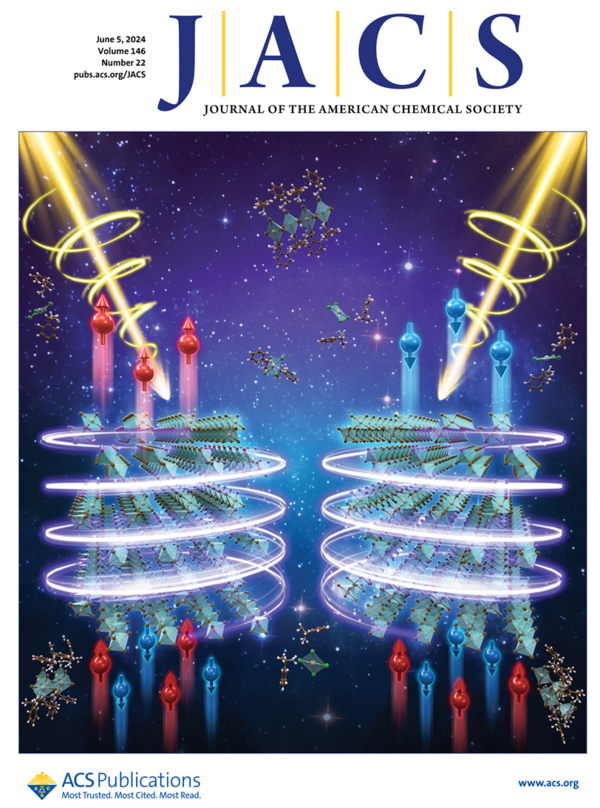 Cover article of the Journal of the American Chemical Society (JACS), which featured this research. The chiral and spin properties of the chiral perovskite are depicted. / Provided by Professor Kim Young-hoon