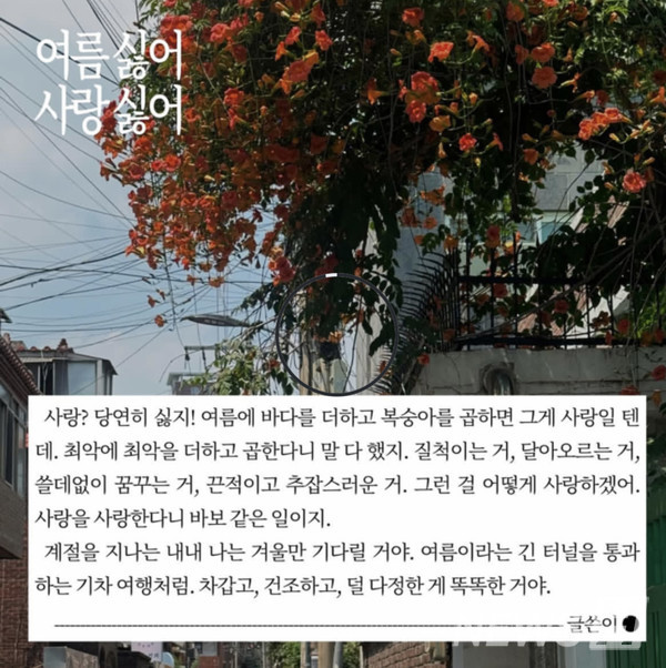 ▲ 윤 씨는 '여름 싫어 사랑 싫어'의 댓글이 인상 깊어 해당 글을 가장 애정한다고 말했다. © 서은재 기자