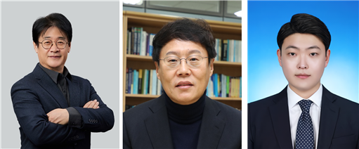 ▲ Developers of the new neuromorphic semiconductor, Professor Park Jin-sub (left, center) of the School of Electronic Engineering and Professor Park Jea-gun (right) of the School of Electronic Engineering ⓒ Hanyang University