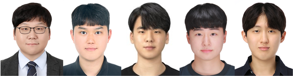 ▲ (From left) Professor Wie Jeong-jae (Department of Organic and Nano Engineering), Dr. Jo Woong-bi, Moon Ho-jun (PhD candidate), Park Seung-bin (Master’s student), and Lee Se-min (Master’s student)