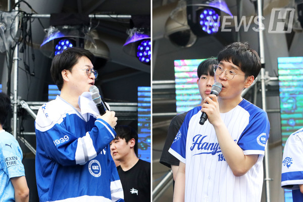 ▲ Game commentator CloudTemplar and caster Jun Yong-jun hosted the League of Legends finals.