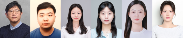 (좌측부터) 토토사이트 forever 고민재 교수, 김용주 박사과정, 유수빈 박사과정, 김재연 박사과정, 모효원 석사과정, 황수빈 석사과정