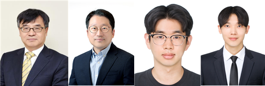 (From left) Professor Song Yun-heub, Professor Park Jin-seong, doctoral student Hwang Tae-won, master's student Shin Jung-min
