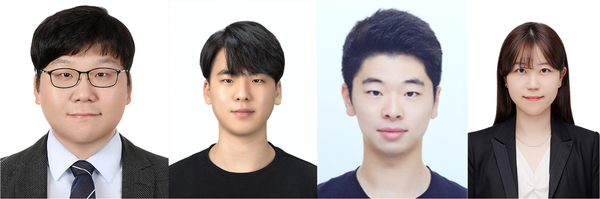 (왼쪽부터) 한양대 위정재 유기나노공학과 교수, 문호준 석·박사통합과정생, 이재경 석·박사통합과정생, 윤소미 석·박사통합과정생