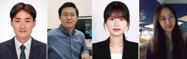 ▲왼쪽부터 교신저자 한양대 엄영호 교수, 부경대 김대석 교수, 공동 제1저자 한양대 김효정(박사과정), 부경대 김진경(석사)